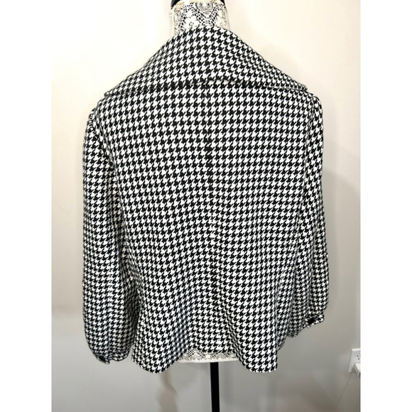 Women's Nygard Black & White Houndstooth Blazer Petite oversized collar Size 16 - Picture 6 of 10